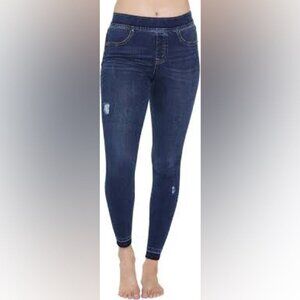 Spanx distress pull on skinny denim jeans Sz M